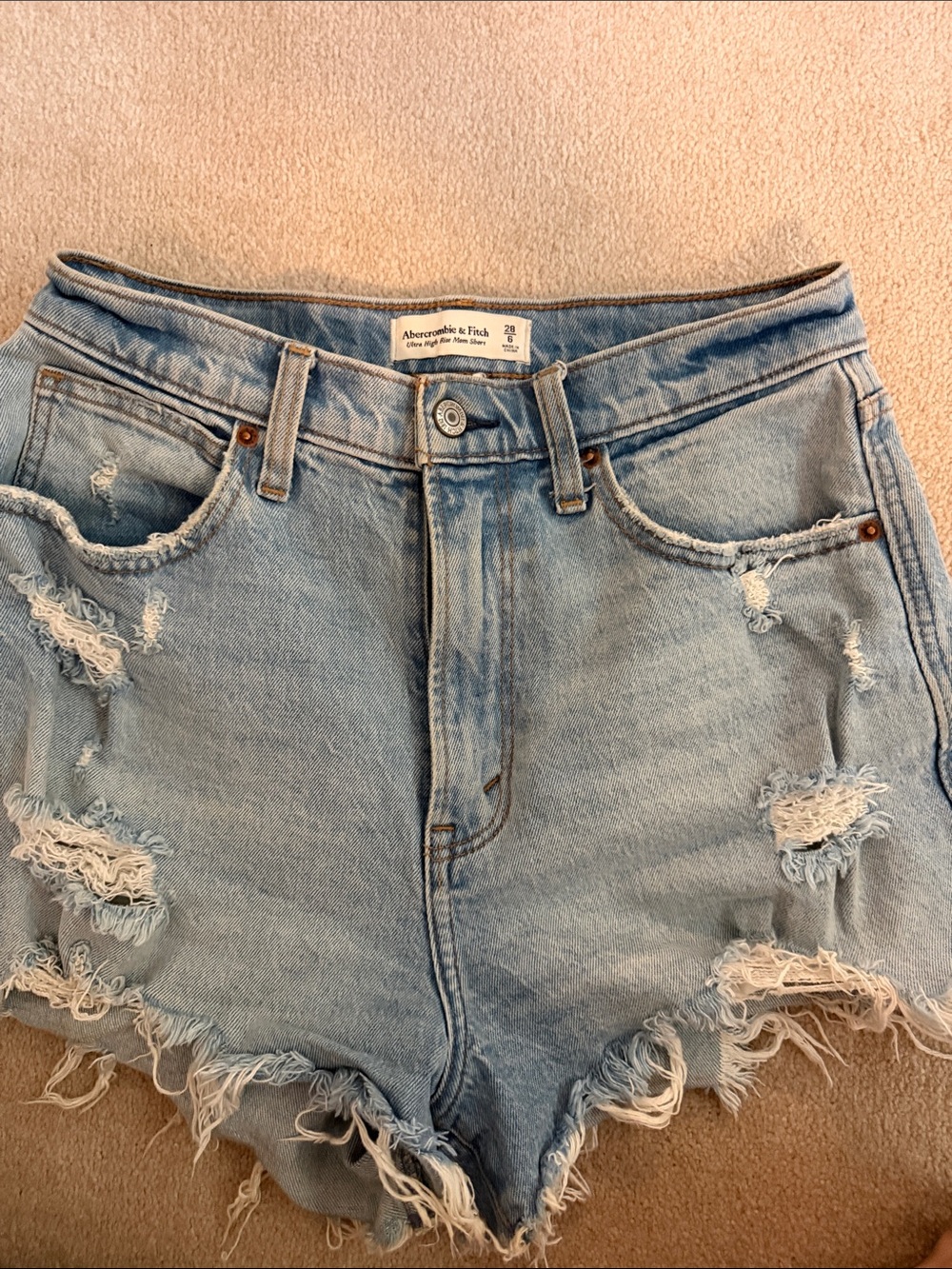 Abercrombie & Fitch Light Blue Distressed Denim Cutoff Shorts